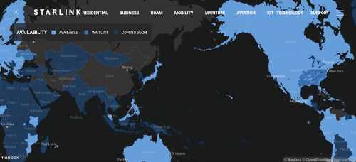 スターリンクのエリア
