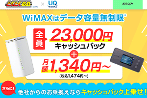 WiMAX2+GMOとくとくBBキャンペーン